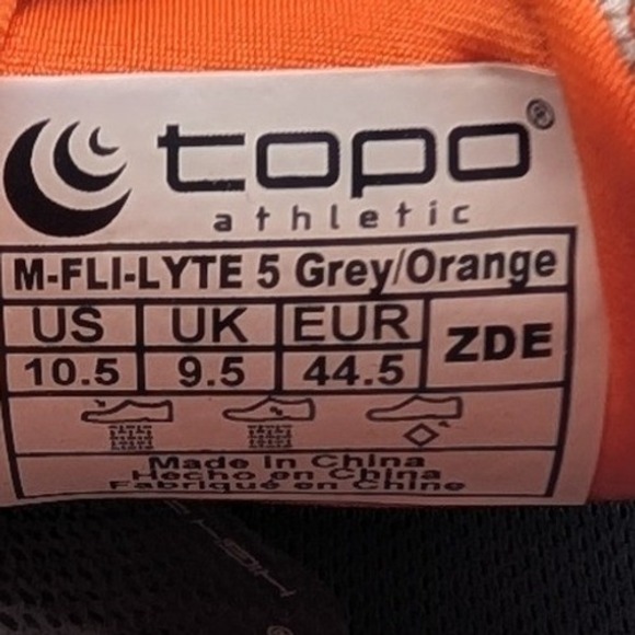 Topo Athletic M FLI-LYTE 5 Men's Running Shoes Grey Orange Size 10.5 - Picture 6 of 8